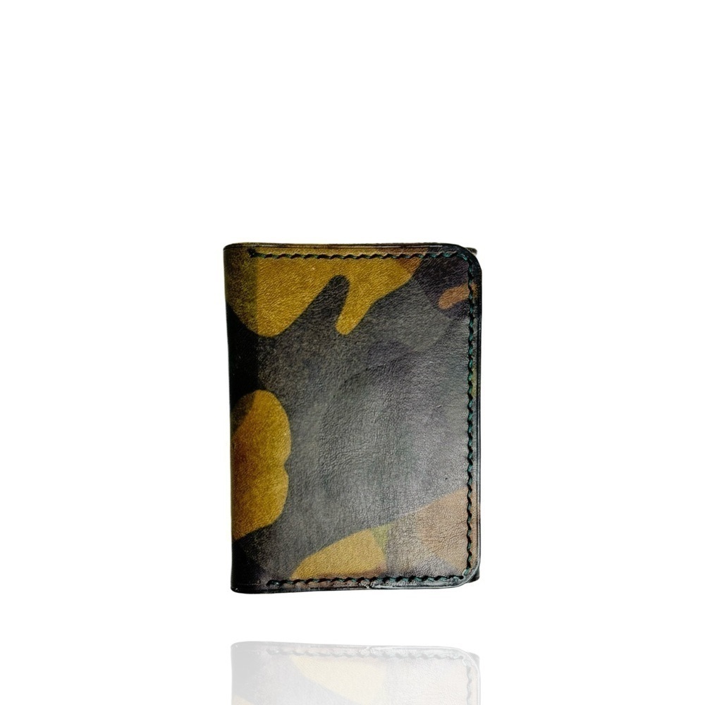 Military Inspired Hand Crafted Italian Leather Tri-fold Card Wallet (Camouflage) - Picture 8 of 8